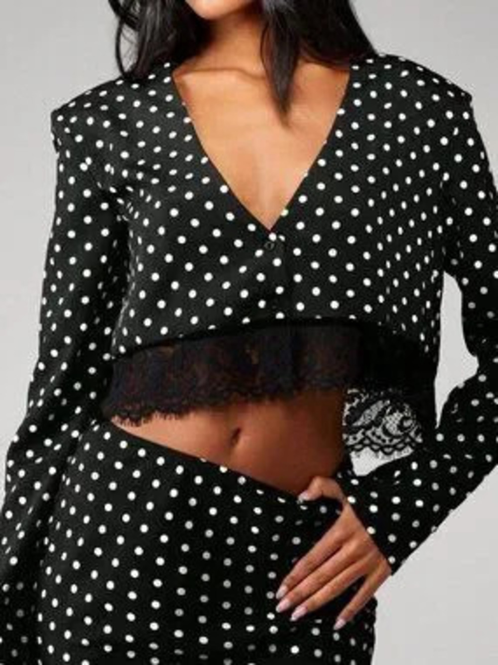 ZARA Elegant Black Women's Polka Dot Two Piece Set with Maxi Skirt